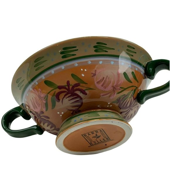 Danna Cullen Footed Rooster Cereal Soup Bowl Strawberries Handles 6" Colorful - Picture 3 of 9